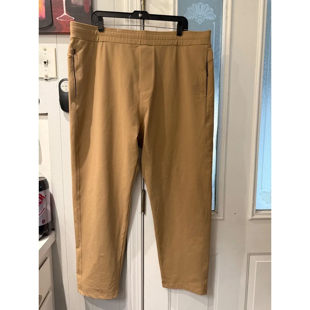 Public Rec All Day Every Day Pants Mens 42/32 Khaki Tan Tapered Joggers Stretch